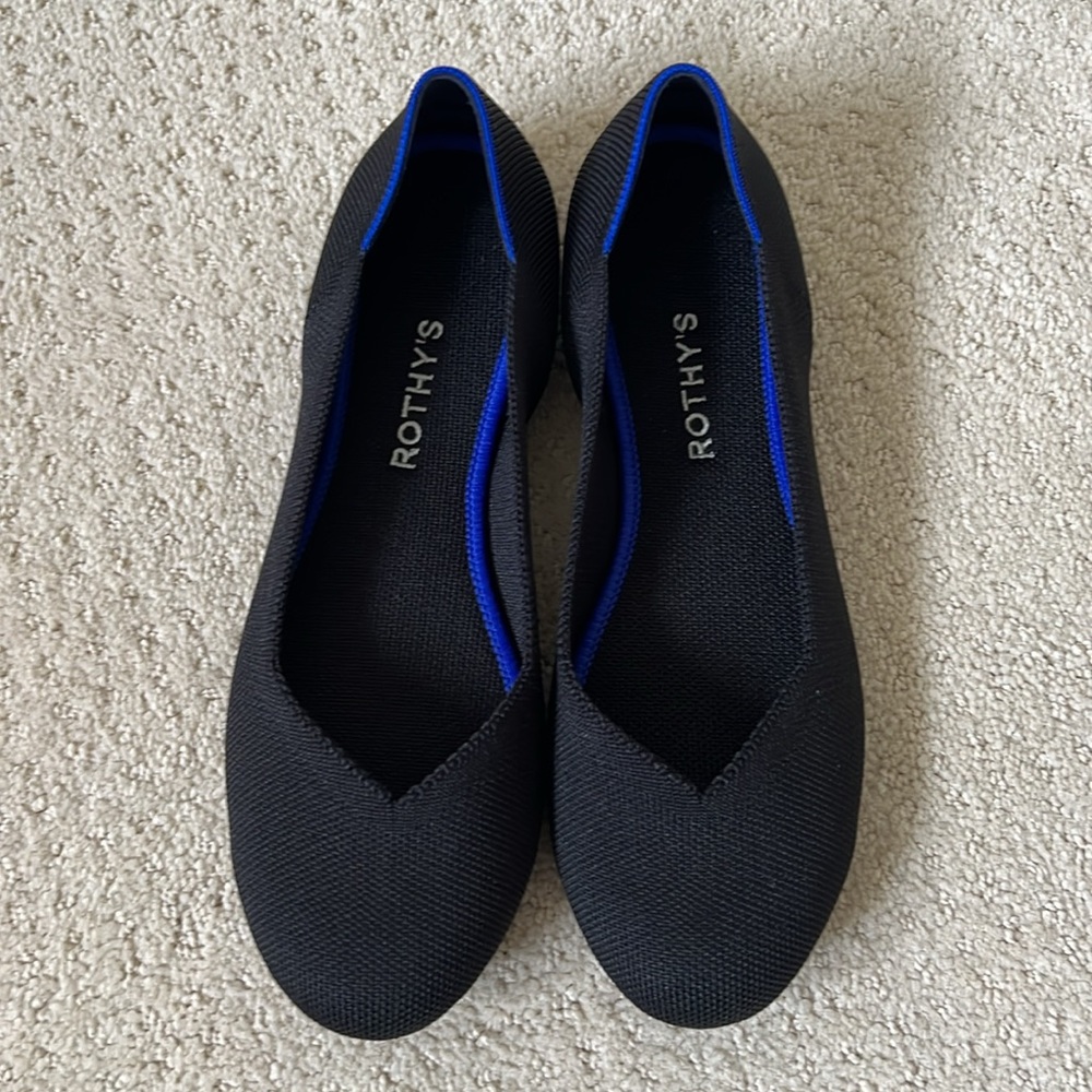 Rothy’s The Flat, solid black, size 9.5